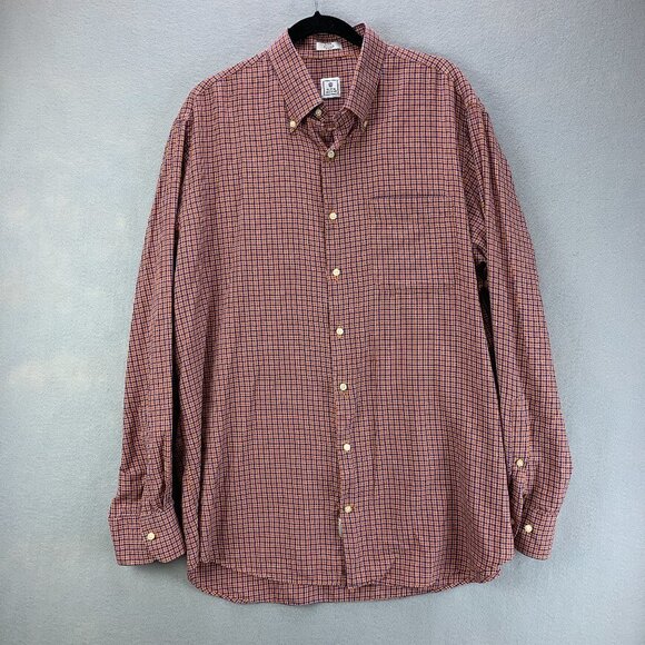 Peter Millar Shirt Mens Large Button Down Long Sleeve Lightweight Cotton Orange - Picture 1 of 15